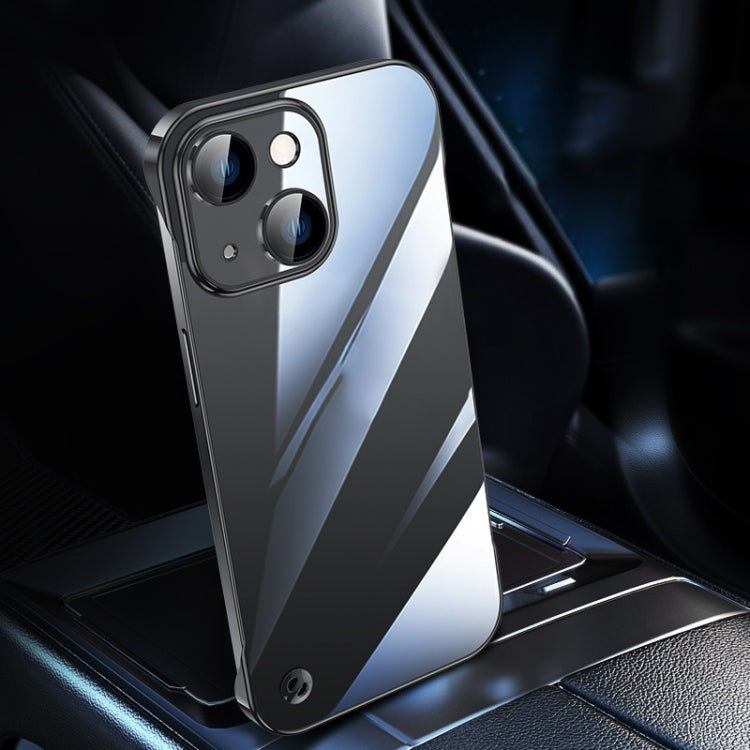 For iPhone 14 Electroplating Frameless Clear PC Phone Case(Black)