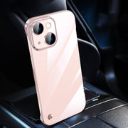 For iPhone 14 Electroplating Frameless Clear PC Phone Case(Pink)