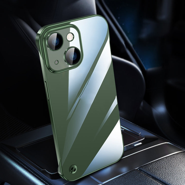 For iPhone 14 Electroplating Frameless Clear PC Phone Case(Green)