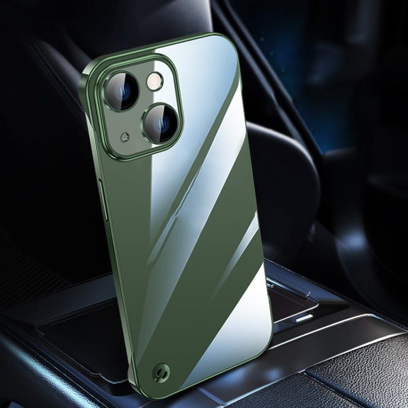 For iPhone 14 Electroplating Frameless Clear PC Phone Case(Green)