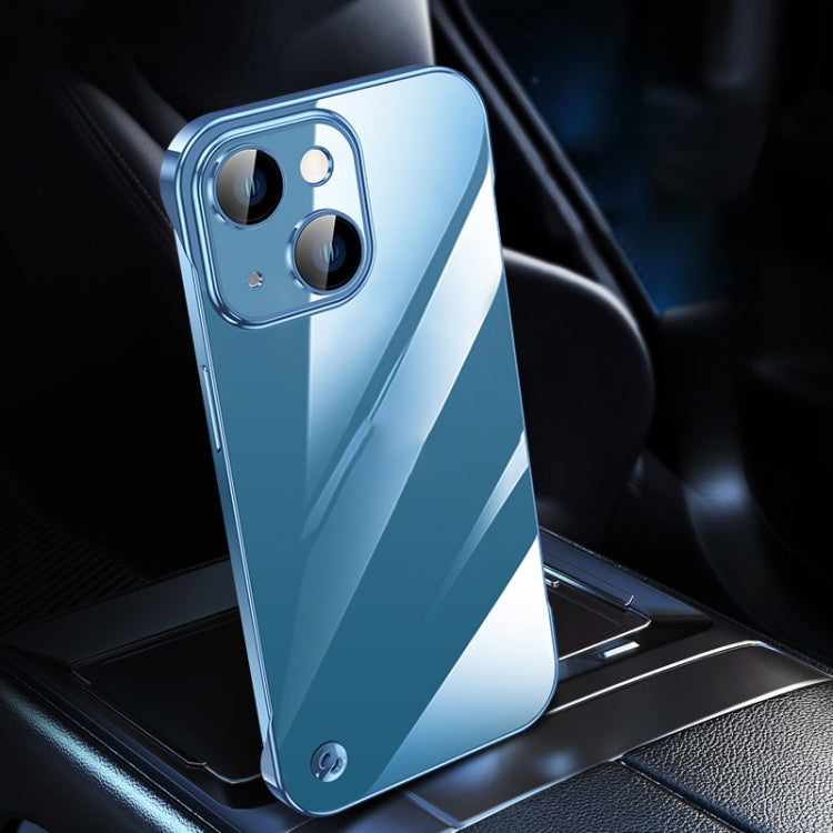 For iPhone 14 Electroplating Frameless Clear PC Phone Case(Sierra Blue)