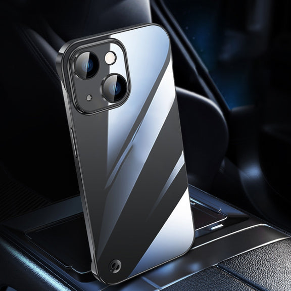 For iPhone 14 Plus Electroplating Frameless Clear PC Phone Case(Black)