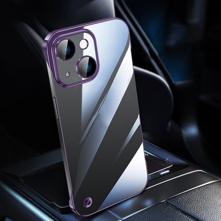 For iPhone 14 Plus Electroplating Frameless Clear PC Phone Case(Purple)