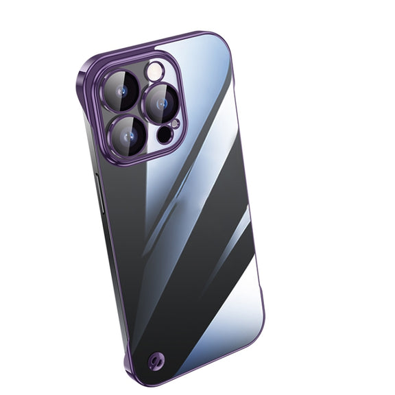 For iPhone 14 Pro Electroplating Frameless Clear PC Phone Case(Purple)