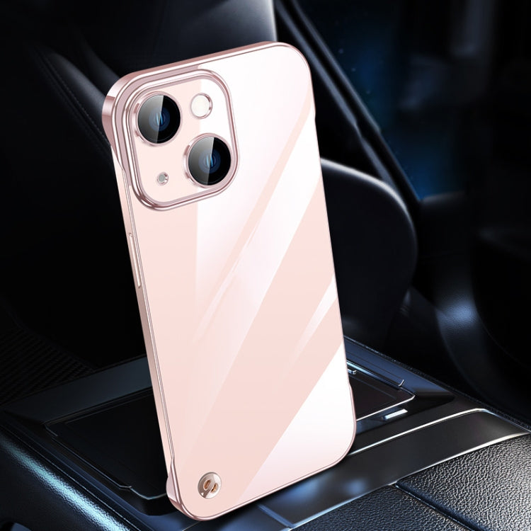 For iPhone 13 Electroplating Frameless Clear PC Phone Case(Pink)