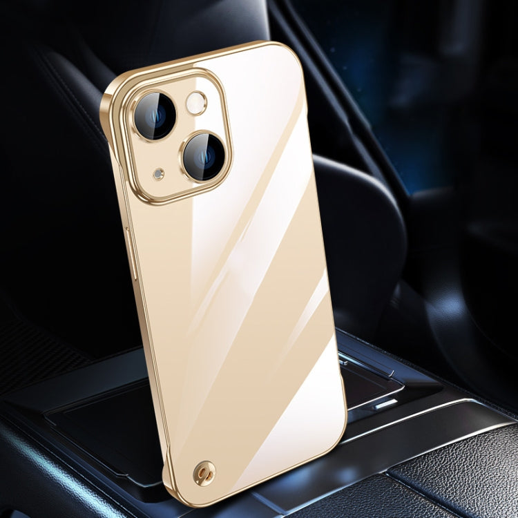 For iPhone 13 Electroplating Frameless Clear PC Phone Case(Gold)