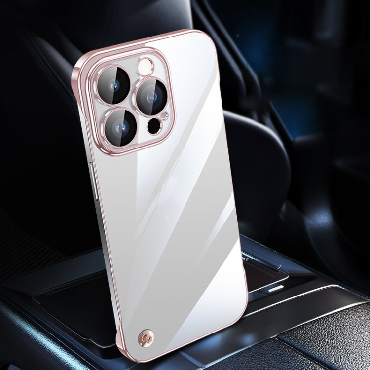For iPhone 13 Pro Electroplating Frameless Clear PC Phone Case(Pink)