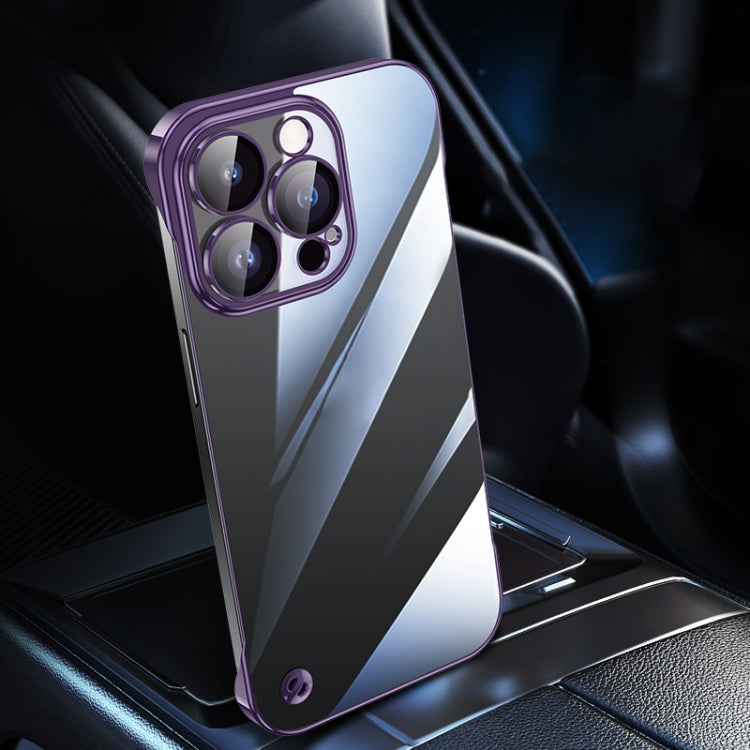 For iPhone 13 Pro Electroplating Frameless Clear PC Phone Case(Purple)