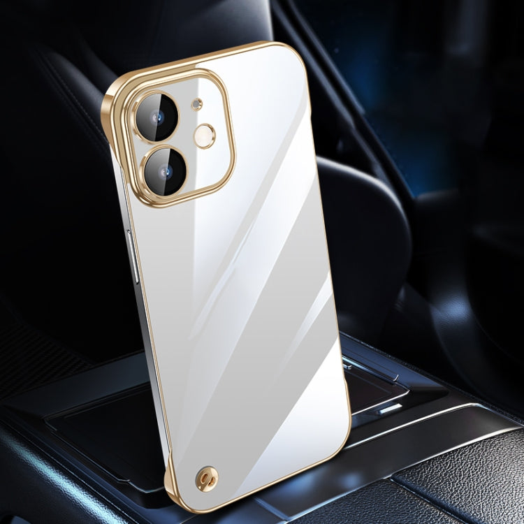 For iPhone 12 Electroplating Frameless Clear PC Phone Case(Gold)