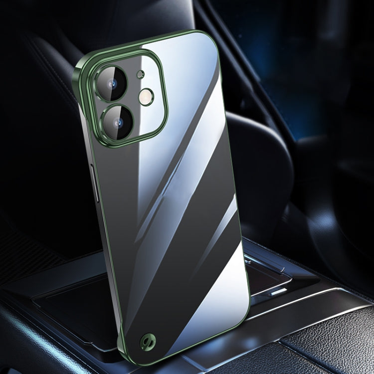 For iPhone 12 Electroplating Frameless Clear PC Phone Case(Green)