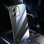 For iPhone 12 Electroplating Frameless Clear PC Phone Case(Green)