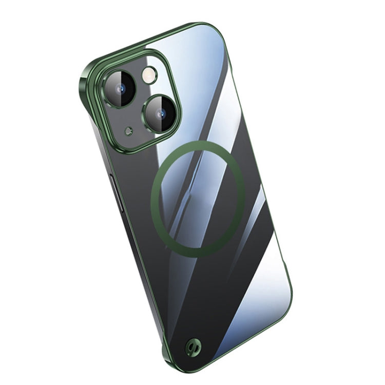 For iPhone 14 Electroplating Frameless Magsafe Magnetic PC Phone Case(Green)