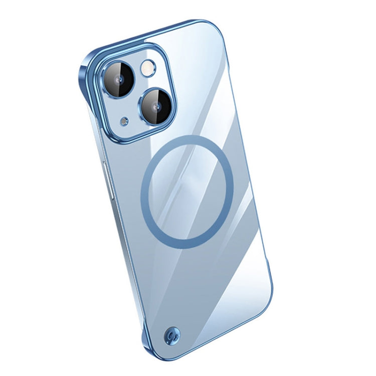 For iPhone 14 Electroplating Frameless Magsafe Magnetic PC Phone Case(Sierra Blue)