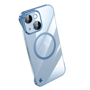 For iPhone 14 Plus Electroplating Frameless Magsafe Magnetic PC Phone Case(Sierra Blue)