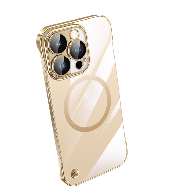 For iPhone 14 Pro Electroplating Frameless Magsafe Magnetic PC Phone Case(Gold)