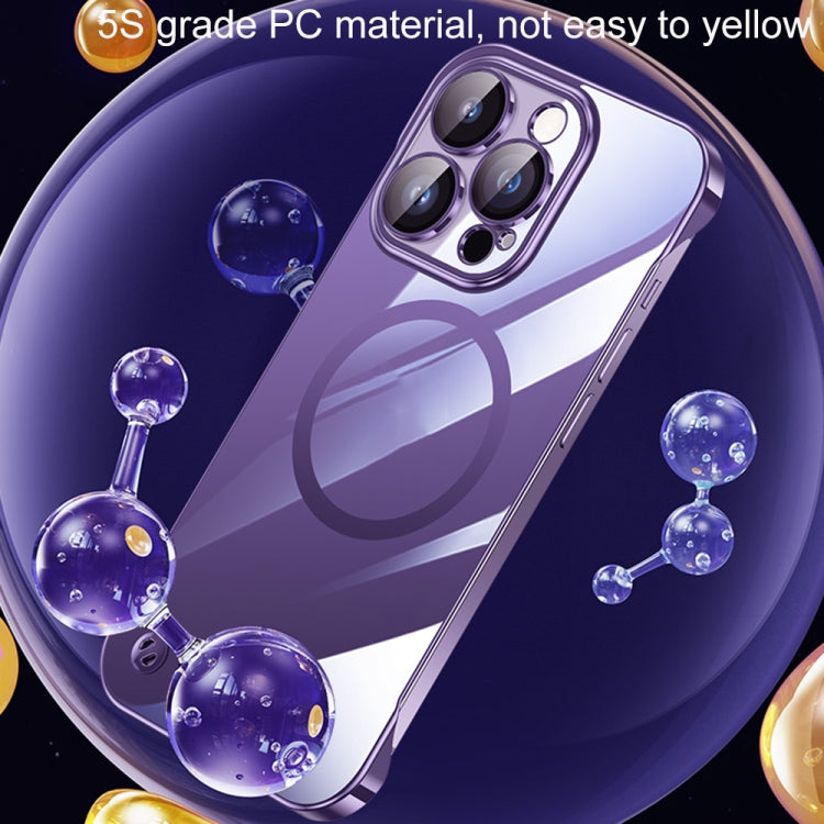 For iPhone 14 Pro Max Electroplating Frameless Magsafe Magnetic PC Phone Case(Sierra Blue)