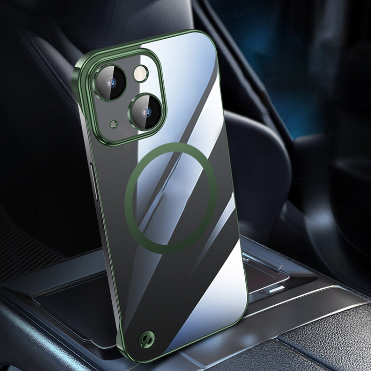 For iPhone 13 Electroplating Frameless Magsafe Magnetic PC Phone Case(Green)