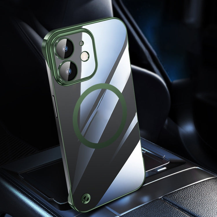 For iPhone 12 Electroplating Frameless Magsafe Magnetic PC Phone Case(Green)