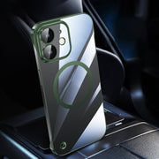 For iPhone 12 Electroplating Frameless Magsafe Magnetic PC Phone Case(Green)