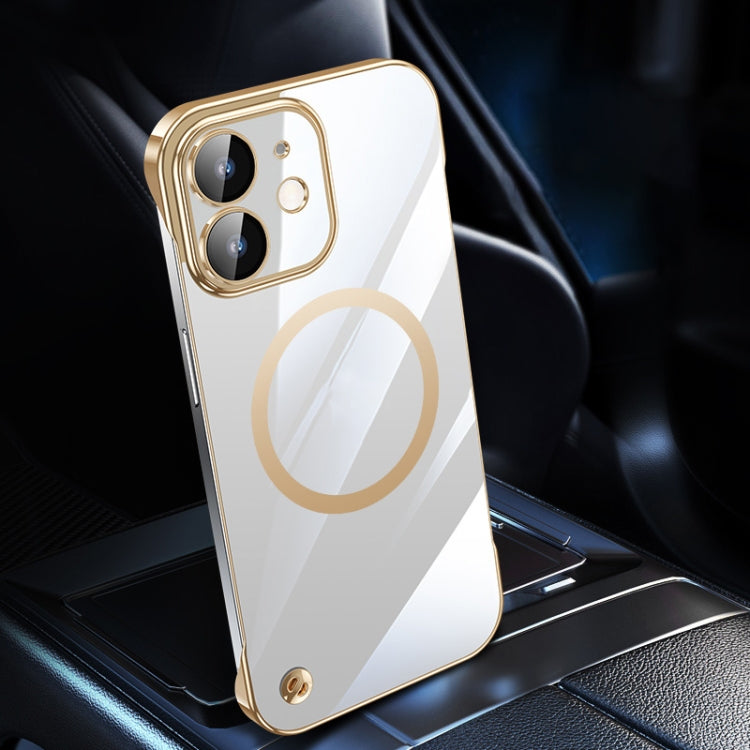 For iPhone 12 Electroplating Frameless Magsafe Magnetic PC Phone Case(Gold)
