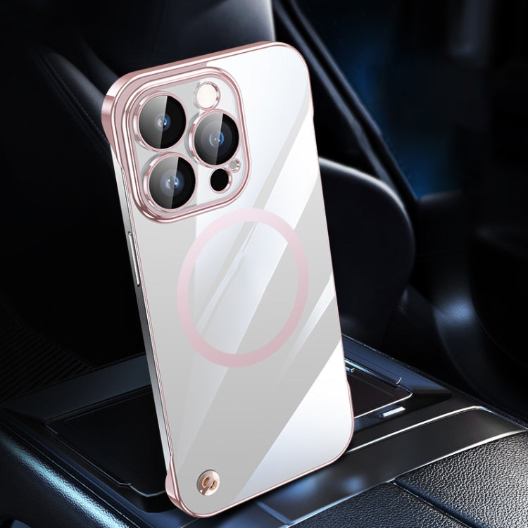 For iPhone 12 Pro Electroplating Frameless Magsafe Magnetic PC Phone Case(Pink)