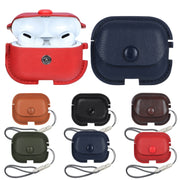 For AirPods Pro 2 Litchi Texture PU Leather Earphone Protective Case with Lanyard(Blue)