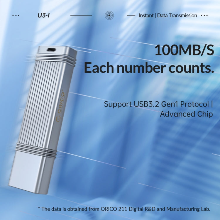 ORICO 32GB Type-C USB3.2 Gen1 USB Flash Drive, Read 260MB/s, Write 50MB/s (Silver)