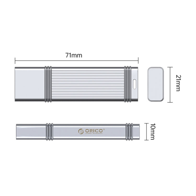 ORICO 64GB Type-C USB3.2 Gen1 USB Flash Drive, Read 260MB/s, Write 50MB/s (Silver)