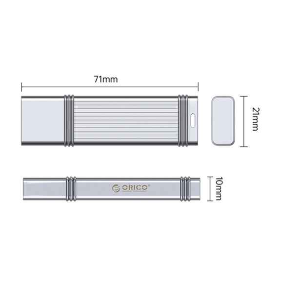ORICO 256GB Type-C USB3.2 Gen1 USB Flash Drive, Read 260MB/s, Write 50MB/s (Silver)