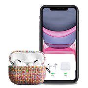 For AirPods Pro Weave Texture PU Shockproof Earphone Protective Case with Hook(Grey)