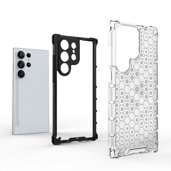 For Samsung Galaxy S23 Ultra 5G Shockproof Honeycomb PC + TPU Protective Phone Case(White)