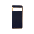 For Google Pixel 6 Pro Nano Electroplating Cross Texture Genuine Leather Phone Case(Blue) - Google Cases by PMC TechLife | Online Shopping South Africa | PMC TechLife | Buy Now Pay Later Mobicred