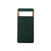 For Google Pixel 6 Pro Nano Electroplating Cross Texture Genuine Leather Phone Case(Green)