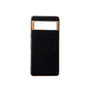 For Google Pixel 7 5G Nano Electroplating Cross Texture Genuine Leather Phone Case(Black)
