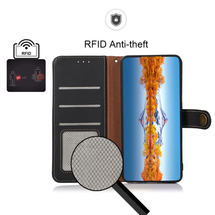 For Nokia G60 5G KHAZNEH Custer Genuine Leather RFID Phone Case(Black)