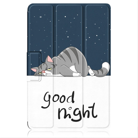 For OPPO Pad 11 inch 3-folding Magnetic Buckle Coloured Drawing Leather Tablet Case(Lazy Cat)