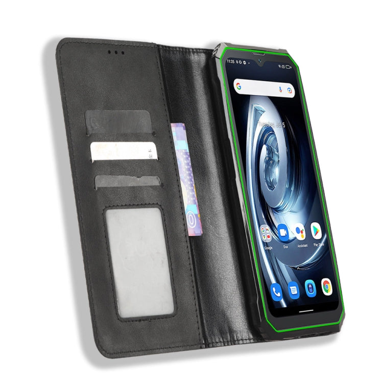 For Blackview BV7100 Magnetic Buckle Retro Texture Leather Phone Case(Black)