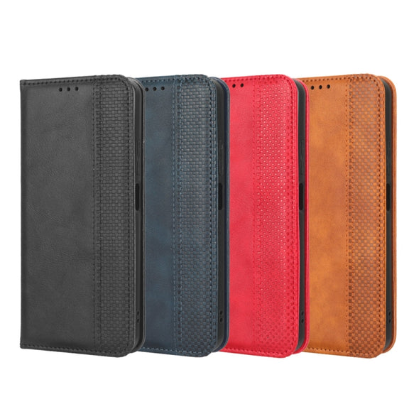 For Blackview BV7100 Magnetic Buckle Retro Texture Leather Phone Case(Black)