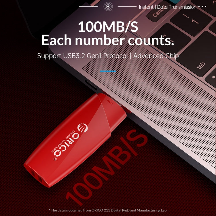 ORCIO USB3.0 U Disk Drive, Read: 100MB/s, Write: 15MB/s, Memory:64GB, Port:USB-A(Red)