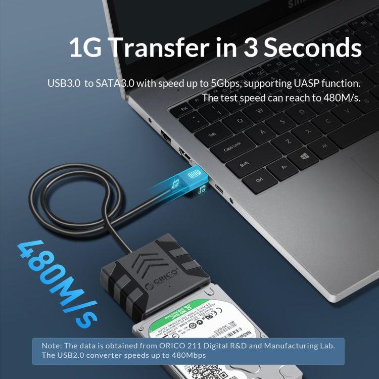ORICO UTS1 Type-C / USB-C USB 3.0 2.5-inch SATA HDD Adapter with Silicone Case, Cable Length:1m