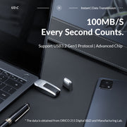 ORICO USB Flash Drive, Read: 100MB/s, Write: 50MB/s, Memory:64GB, Port:USB-A(Silver)