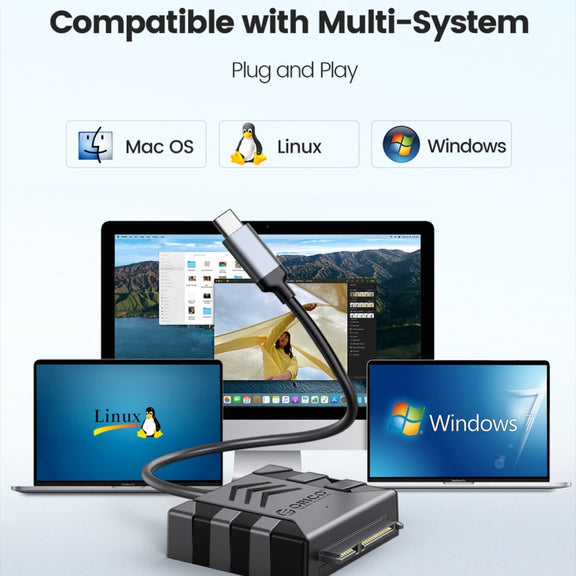 ORICO UTS1 Type-C / USB-C USB 3.0 2.5-inch SATA HDD Adapter with 12V 2A Power Adapter, Cable Length:1m(US Plug)