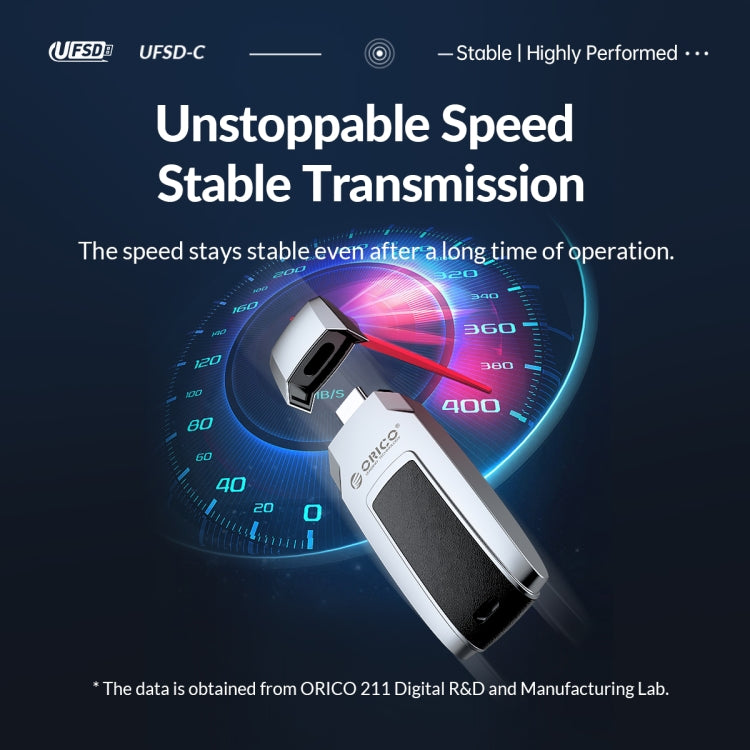 ORICO UFS Flash Drive, Read: 411MB/s, Write: 350MB/s, Memory:512GB, Port:USB-A(Silver)