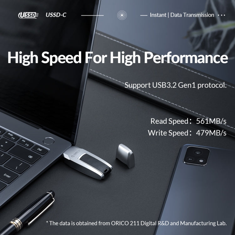 ORICO USB Solid State Flash Drive, Read: 520MB/s, Write: 450MB/s, Memory:256GB, Port:USB-A(Silver)