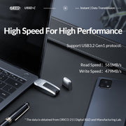 ORICO USB Solid State Flash Drive, Read: 520MB/s, Write: 450MB/s, Memory:1TB, Port:USB-A(Silver)