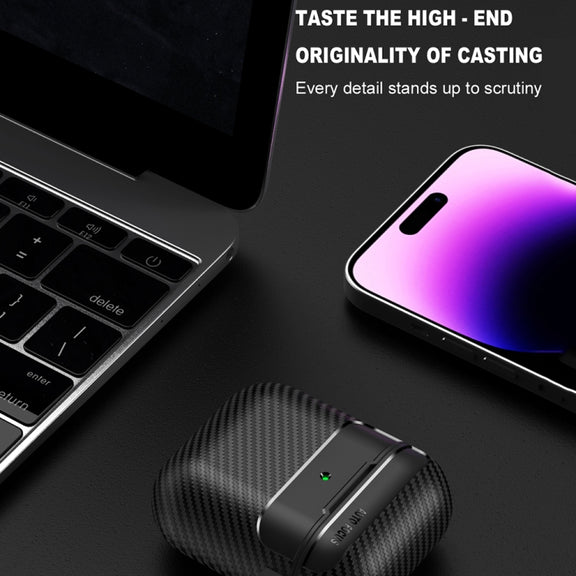 For AirPods 1 / 2 Carbon Fiber Texture Anti-fall Earphone Protective Case(Grey)