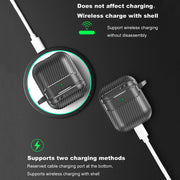 For AirPods 1 / 2 Carbon Fiber Texture Anti-fall Earphone Protective Case(Green)