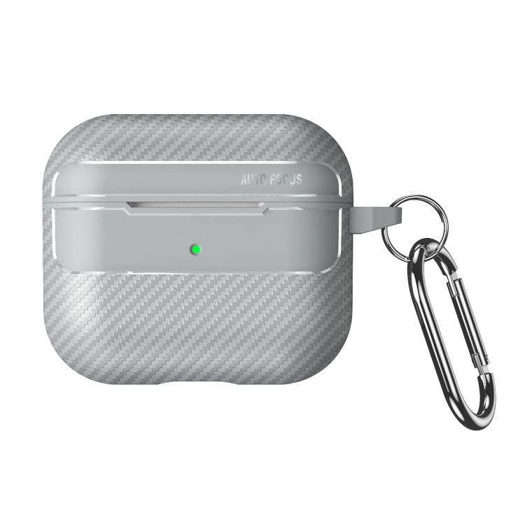 For AirPods 3 Carbon Fiber Texture Anti-fall Earphone Protective Case(Grey)
