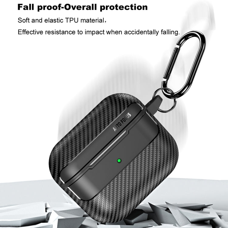 For AirPods 3 Carbon Fiber Texture Anti-fall Earphone Protective Case(Black)