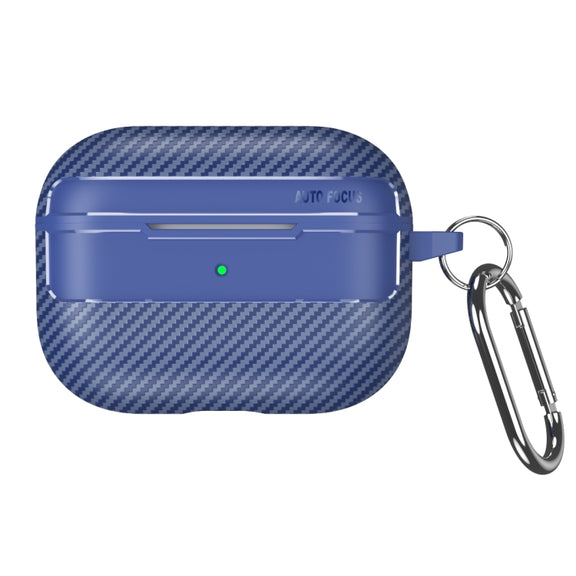 For AirPods Pro Carbon Fiber Texture Anti-fall Earphone Protective Case(Blue)